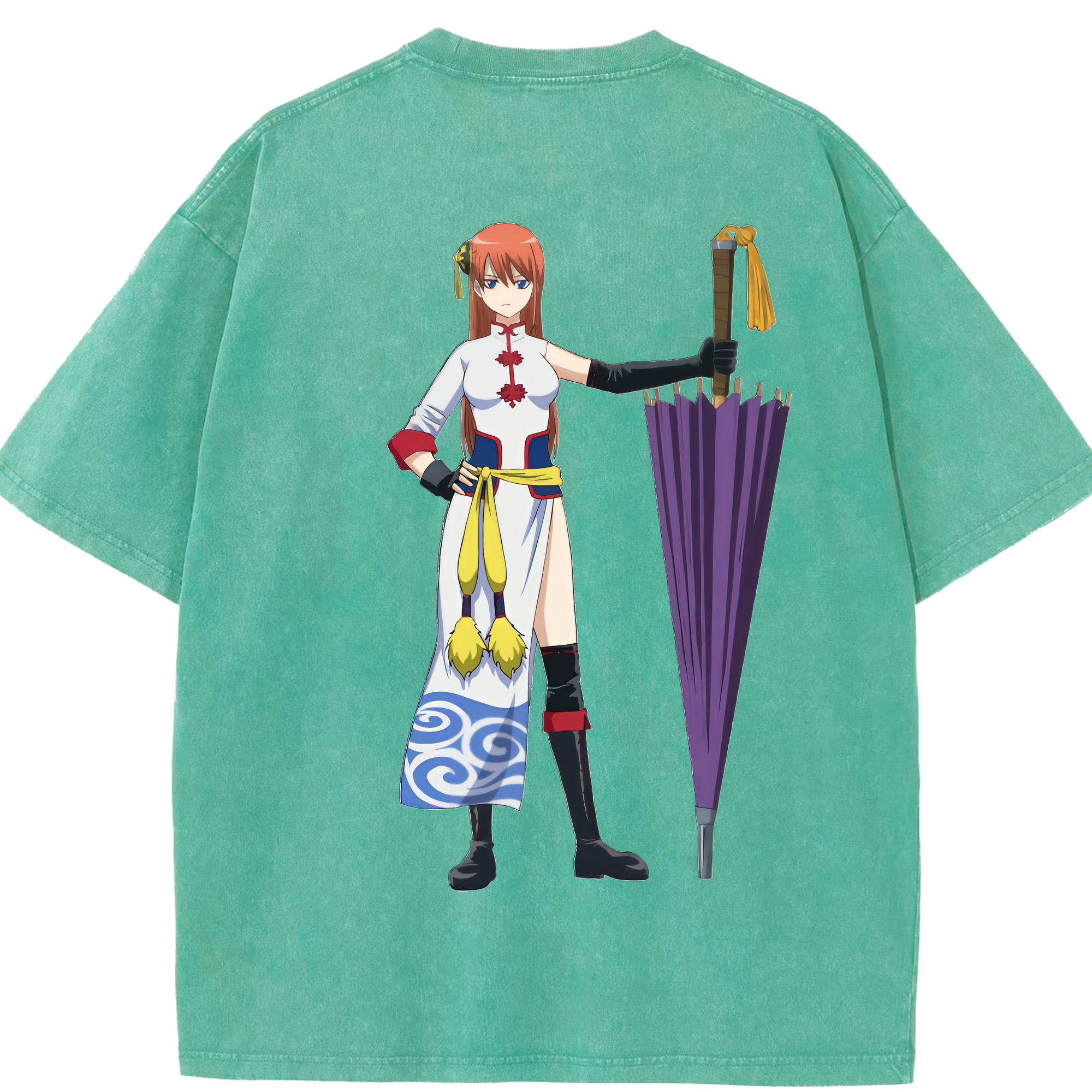 （画像用） ぎんたま 坂田銀時（さかたぎんとき） 神楽 志村新八（しむら しんぱち） GINTAMA Sakata Gintoki Kagura Shimura Shinpachi 綿100% ヴィンテージ風 半袖Tシャツ（背面プリント）